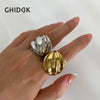 Ghidbk Hip-Hop Punk Stainless Steel Thread Wave Chunky Dome Wide Rings for Women Men Anti Statement Jewelry - Image 1