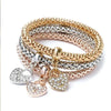 Charm Bracelet Set of 3 with Heart Lock Key and Music Note Charms - Image 1