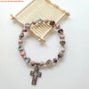 Cross Charm Beaded Stretch Bracelet in Multiple Colors - Image 15