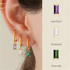 Charm Dainty Baguette Huggie Hoop Earrings with Emerald Amethyst CZ Dangle French Minimalist Jewelry for Women Accessories - Image 1