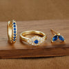 Three Piece Evil Eye Hoop Earring Set with Blue Stone Accents - Image 7