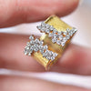 Gold Color Cubic Zirconia Ring for Women Modern Wide Band Finger Ring OL Style Female Jewelry - Image 2