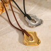 Geometric Pendant Necklace with Wax Cord and Metal Finish Options - Image 5