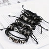 1Set Black Punk Skull Star Shaped Alloy Pu Leather Bracelet - Image 2