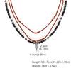 Metal Triangle Pendant Black Onyx Beaded Layered Leather Necklace for Men Women, Adjustable Length Boho Jewelry Gift - Image 9