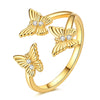 Silver Open Rings For Woman Iris Flower Cherry Feather Dog Horse Adjustable Cocktail Rings Party Jewelry - Image 33