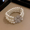 Flower Party Necklaces Women French Imitation Pearl Multi-layer Necklaces Bracelet Earrings Rhinestone Jewelry Sets K - Image 10