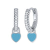 Huggie Silver Ear Needle Enamel Heart Pendant Hoop Earrings Circle Micro Set Zircon Earrings for women Gift - Image 13