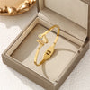 Geometric Zircon Cuff Bracelet For Women Golden Plated Open Bangle Party Wedding Jewelry Gifts - Image 32