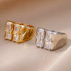 Geometric Zircon Open Ring for Women Stainless Steel Rhinestone Crystal Ring Wedding Jewelry - Image 5
