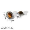 Products Statement Nature Stone Tiger-eye Earrings Gold Plated Stainless Steel Pearl Stud Earrings for Women - Image 11