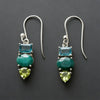 Delicate Square Oval Water Droplets Blue Green Yellow Stone Earrings Metal Silver Color Engagement Dangle Earrings - Image 3