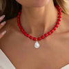 Colorful Acrylic Bead Necklace with Irregular Pearl-Style Pendant - Image 17