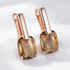 Square Brown Zircon Drop Earrings for Women Rose Gold Color Bride Wedding Jewelry - Image 4