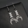Crescent Triple Moon Goddess Dangle Earrings Stainless Steel Black Crystal Pentagram Amulet Wicca Earring Witch Jewelry - Image 2