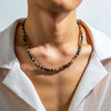 Brown and Black Small Beaded Chain Necklace Men Wood Beads Short Choker Necklace Collar on Neck Jewelry Male - Image 1