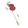 Long Stick Red Poppy Lapel Pin, Gold-Tone, Silver Tone Enamel Brooch, 27mm x 18mm, Remembrance Flower Badge - Image 4