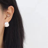 Minimalist Matte Cream Floral Folds Stud Piercing Earrings For Women Korean Jewelry Accessories Gift Party - Image 2