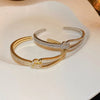 Full Zircon Cuff Bracelets Gold Plating Copper Knot Opening Bracelet Minimalist Women's Bangle For Wedding Party K0 - Image 1