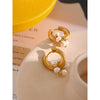 Fans Welfare Style Pearls Stainless Steel Gold Color Huggie Hoop Earrings Jewelry for Women - Image 3