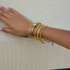 Minimalist Gold Color Plated Stainless Steel Hammer Pattern Double Layer Bracelet Foldable Wrinkle Bracelet Women's J - Image 2