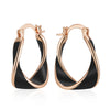 Black Enamel Hoop Earrings For Women Rose Gold Color Girl Party Accessories Wedding Eardrop Jewelry - Image 6