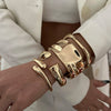 Exaggerated Irregular Chunky Cuff Bangle Bracelets for Women Simple Glossy Metal Jewelry Party Office Wrist Gift Accessories - Image 3