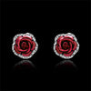 Rose Flower Rhinestone Stud Earrings For Women Blue Red Purple Round Bouquet Crystal Earring Wedding Jewelry Gift - Image 1