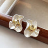 French Irregular Metal Flower Stud Earring for Women Gold Silver Color Punk Metal Earring Jewelry Simple Ear Accessories Gift - Image 4