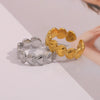 Cute Beaded Edge Heart Cuff Ring Gold Plated Stainless Steel Women Girls Finger Jewelry - Image 2