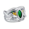 Lotr Aragorn's Ring Silver Lord of Rings of Barahir Mens Crystal Ring US Size 8-13# - Image 2