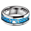 8mm SilverBlue Carbon Fiber Heart Inlay Tungsten Carbide Engagement Rings Wedding Bands Domed Polished Shiny Comfort Fit - Image 4