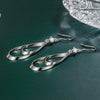 Silver Double Hollow Water Drop Earrings Ladies Party Wedding Jewelry Accessories - Image 3