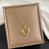 Classic Gold Color Stainless Steel Necklace For Women Shiny Zircon Geometric Heart Pendant Necklaces Jewelry Gift - Image 14