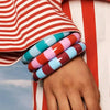 Color-Blocked Striped Resin Bracelet Minimalist Dopamine-Hunting Girl Color Palette Stylish Charm Women's Layered Jewelry - Image 1