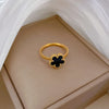 Stainless Steel Five-Petal Flower Ring in Multiple Colors - Image 27