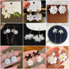 White Flower Earrings for Women Crystal Acrylic Pearl Long Tassel Drop Earrings Temperament Party Gift Jewelry - Image 1