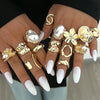 12pcs Vintage Chunky Irregular Faux Pearl Ring Sets for Women Geometric Flower Liquid Hollow Metal Rings Elegant Jewelry - Image 7