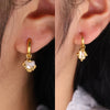 Gold Plated Stainless Steel Huggie Hoop Earrings for Women Chic Vintage Natural Stone Charms Jewelry - Image 20