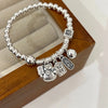 Silver Bracelets for Women Men String Accessories Letter Pattern Pattern Pendant Party Jewelry Gift - Image 6