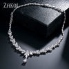 Brilliant Zirconia Leaf Necklace Earrings Rings Bracelets Set for Women CZ Drop Bridal Wedding Jewelry Sets - Image 4