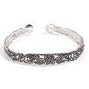 Antique Silver-Tone Open Cuff Bracelet with Snake and Floral Motifs - Image 13