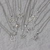 Y2K Star Sun Spiral Pendant Necklace Set Silver Tone Geometric Star Chain Necklaces for Men Women Punk Streetwear - Image 1