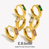 Dainty Cute Girl's Mini Size Hoop Earrings Square Shape Zircon Stone Gold PLated Stainless Steel Huggies Earring - Image 1