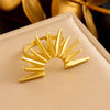 Meyrroyu 316L Stainless Steel Golden Geometric Sun Flower Bilayer Necklace Earrings Ring Women Jewelry Set - Image 7