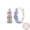 Silver Hoops Earrings Colorful Flower Butterfly Bee Drop Earring For Women Birthday Party Jewelry Gifts - Image 30