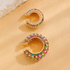 Colorful Crystal Zircon Pearl Ear Clip Earrings for Women Metal C-Shaped No Pierced Cartilage Ear Cuff Jewelry - Image 16