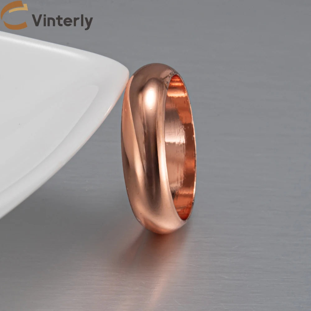 Copper Rings for Women Men 6mm Wide Finger Jewelry Shiny High Polished Metal Minimalist Copper Ring - Image 1