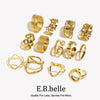 Stainless Steel Star Heart Round Twisted Open Rings Gold Plated Women Statement Jewelry - Image 1