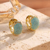 Turquoise Hoop Earrings for Women Temperament Gold Color Plated Micro-Intact Blue Zircon Party Ear Accessories - Image 3